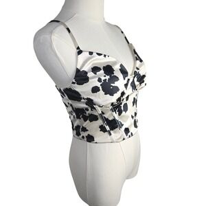 Thirty Thirty Cow Print Satin Corset Crop Top M Y2K Western Coquette